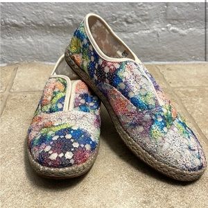 TOMS Womens Espadrille Sneakers Multicolor Tie Dye Floral Lace Slip On